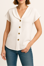 Aveline | Short Sleeve Buttoned Blouse