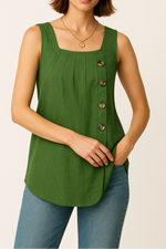 Lila | Striped Pleated Square Neck Tank Top