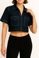Arden | Cropped Denim Top