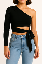 Elara | One-Shoulder Bow-Tie Top