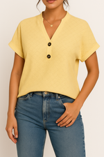 Lora | Button-Detail V-Neck Top