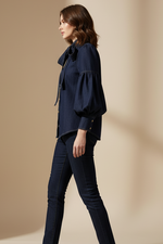 Mary | Denim Long Puff Sleeves Shirt