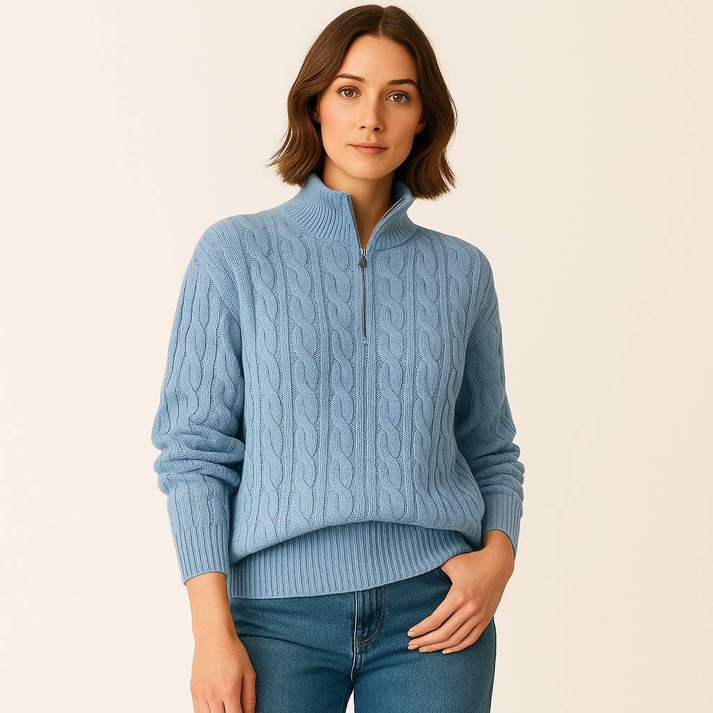 Zoe | Twist Knit Zipper Sweater