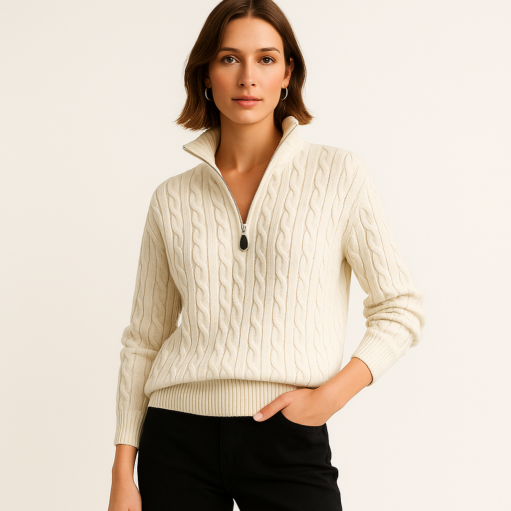 Zoe | Twist Knit Zipper Sweater