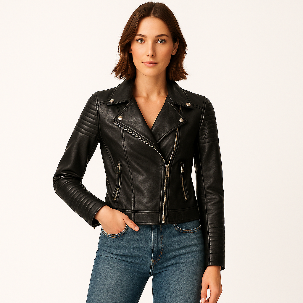 Ella | Black Faux Leather Jacket