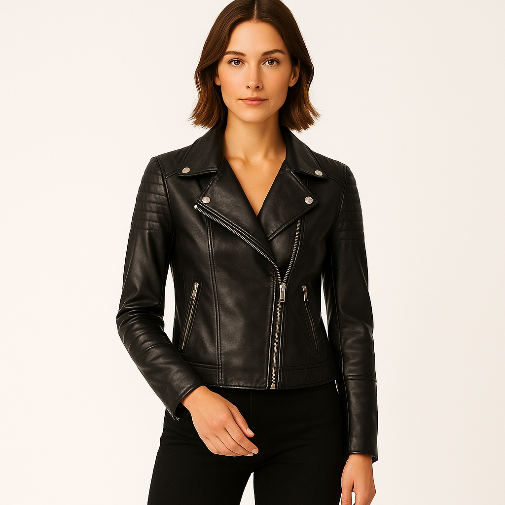 Ella | Black Faux Leather Jacket