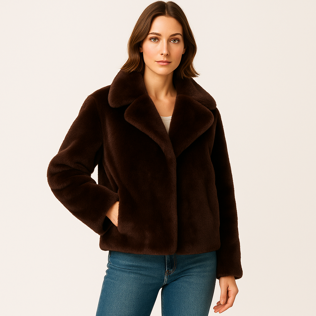 Mila | Chic Brown Faux Fur Jacket