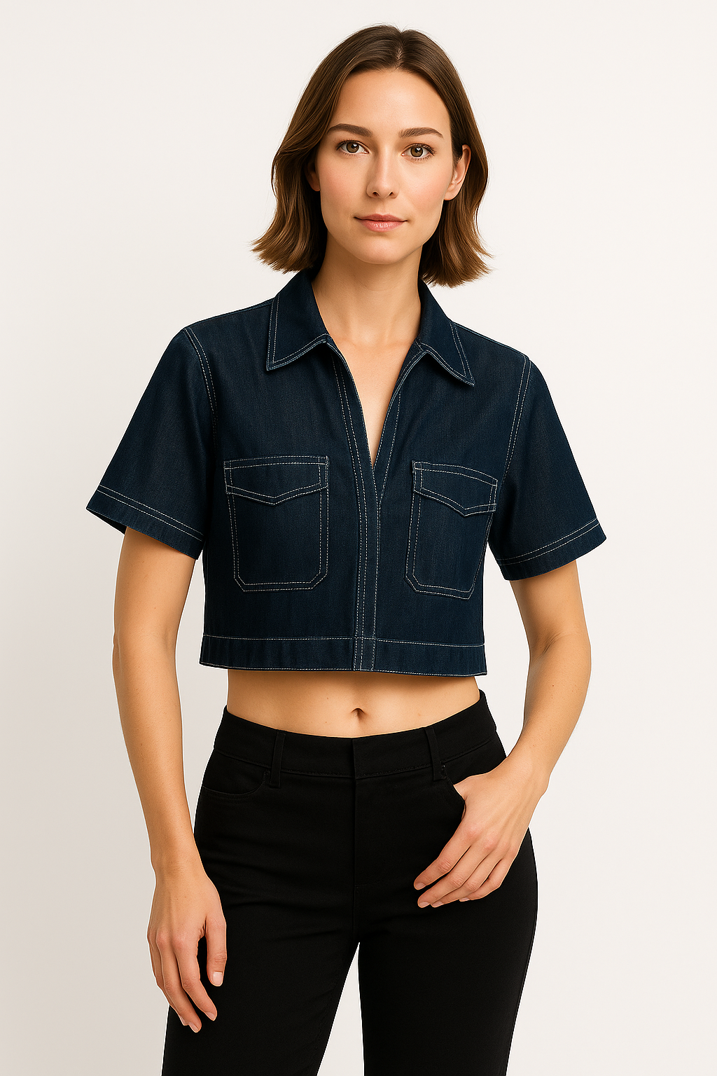 Arden | Cropped Denim Top