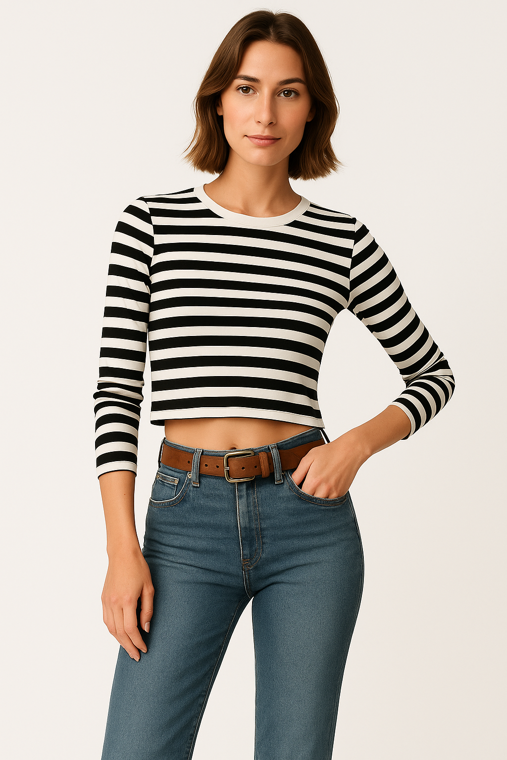 Marseille | Stripe Long Sleeve Crop Top