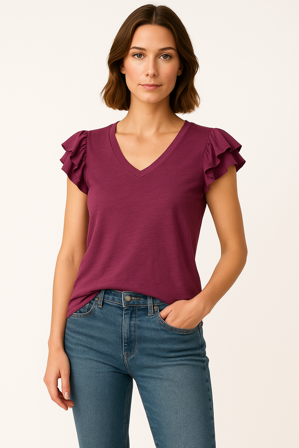 Lorin | Ruffle Blouse Sleeveless Top