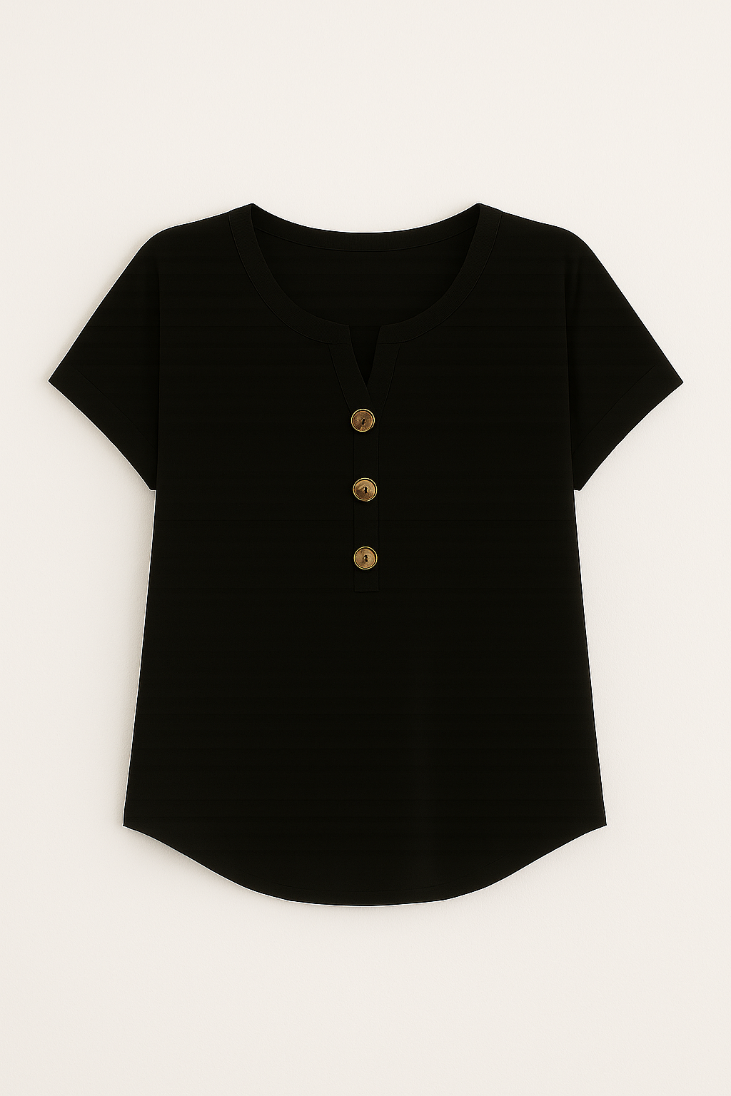 Olive | Knitted Button-Detail T-Shirt
