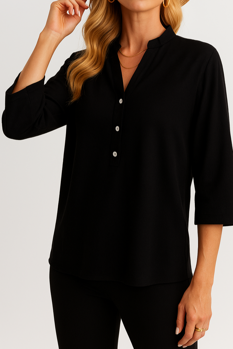 Georgia | Half Sleeve Button Casual Blouse