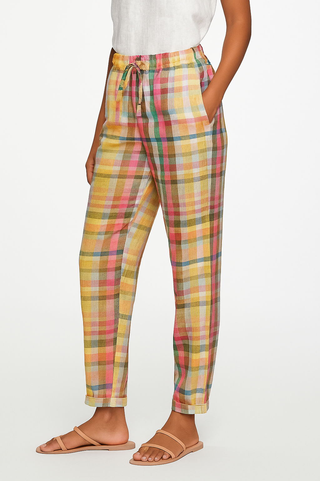 Clara | Check Linen Pants
