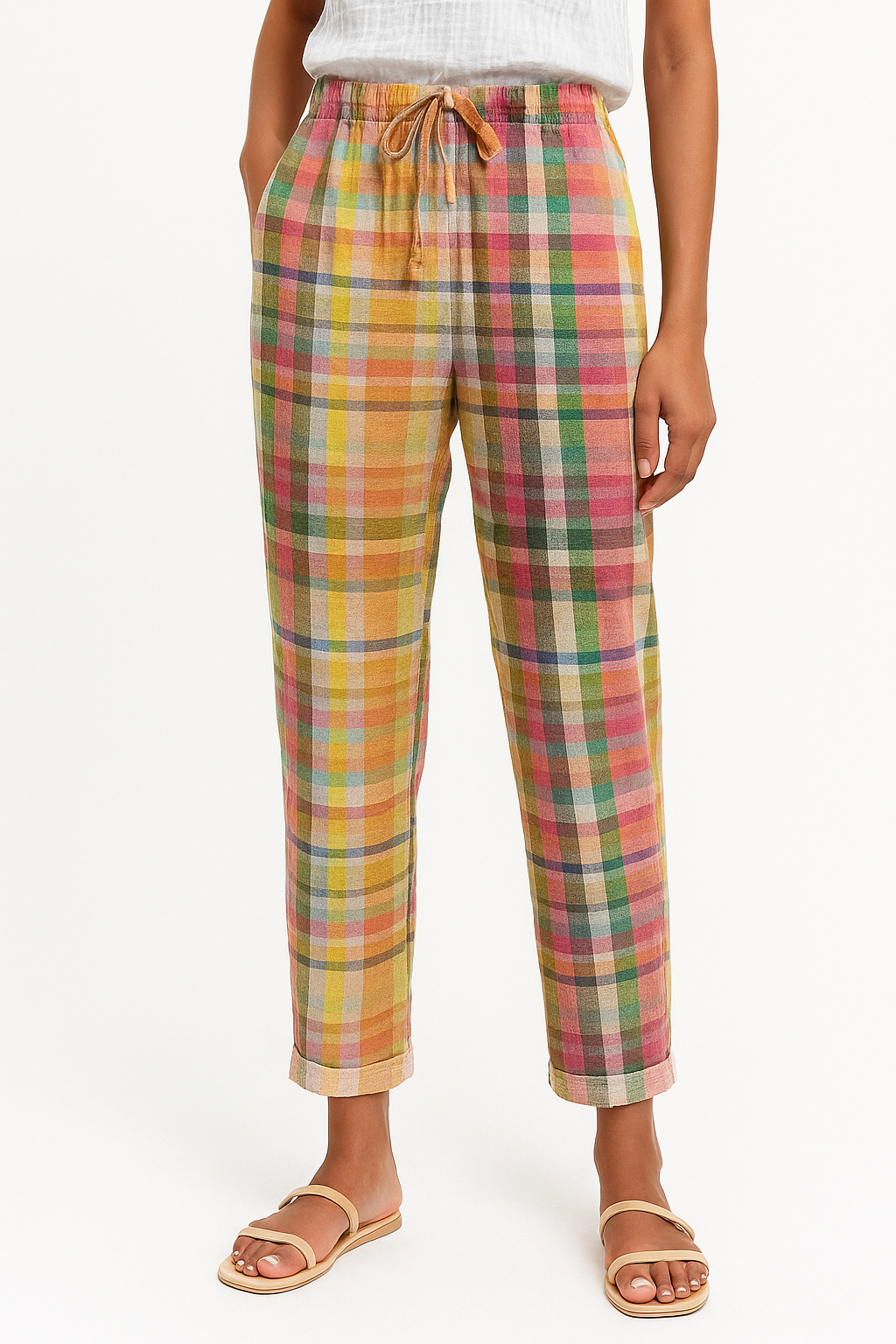 Clara | Check Linen Pants
