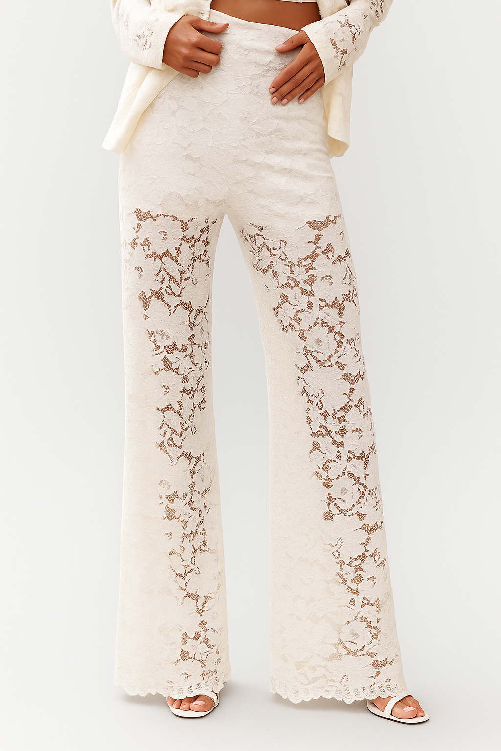 Niki | Floral Lace Flare Pants