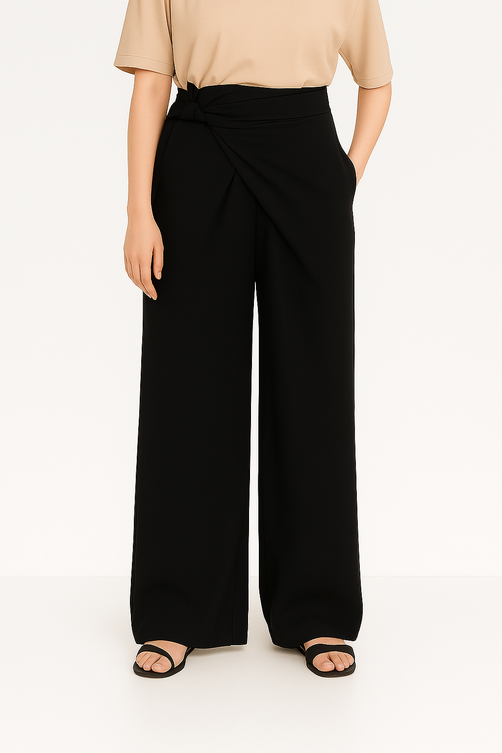 Milla | Elegant Wrap Waist Wide-Leg Pants