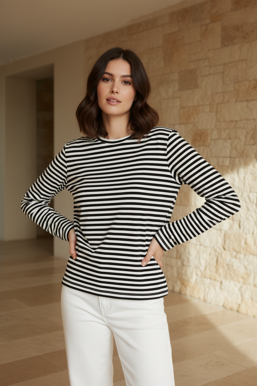Eva | Striped Long Sleeve T Shirt