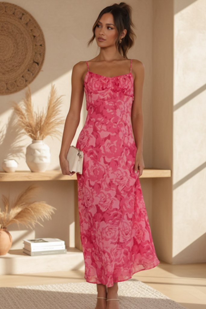 Lila | Pink Midi Dress