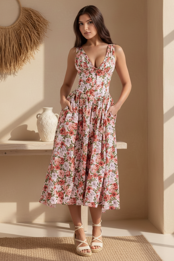 Laura |  Floral Midi Dress